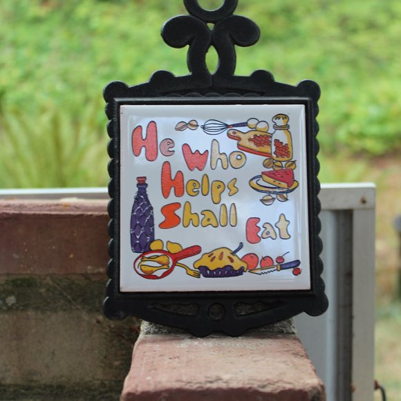 Vintage Cast Iron Ceramic Kitchen Trivets – Set of 3 –Arco 1970s Funny Sayings - Picture 3 of 16